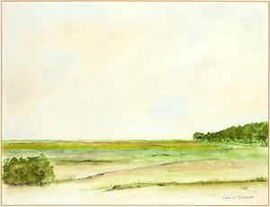 Han Wellerdieck - Aquarel op papier, Landschap verkocht voor € 1!