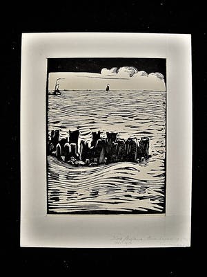 Dirk Hidde Nijland - Fraaie vooroorlogse Houtsnede "Oude Zeewering" gesigneerd in de plaat kopen? Bied vanaf 28!