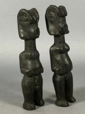 Baule - 201020 - Very Old and Rare Tribal used African 2 Baule figure - Iv. Coast. kopen? Bied vanaf 65!