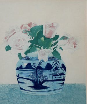 Frans Everbag - ingelijste ets: Rozen in een gemberpot kopen? Bied vanaf 125!