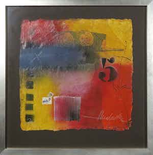 Theo Koster - Five (zeefdruk en collage in luxe lijst) verkocht voor € 1!