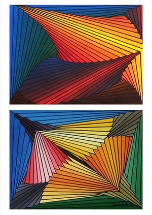 Niet of onleesbaar gesigneerd - Flying Colours - Tweeluik - 2 werken in identieke lijsten kopen? Bied vanaf 10!