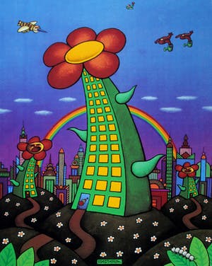 Dadara - zeefdruk: Flowerbuilding (laatste exemplaar) kopen? Bied vanaf 100!