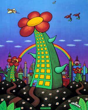 Dadara - zeefdruk: Flowerbuilding (laatste exemplaar) verkocht voor € 100!