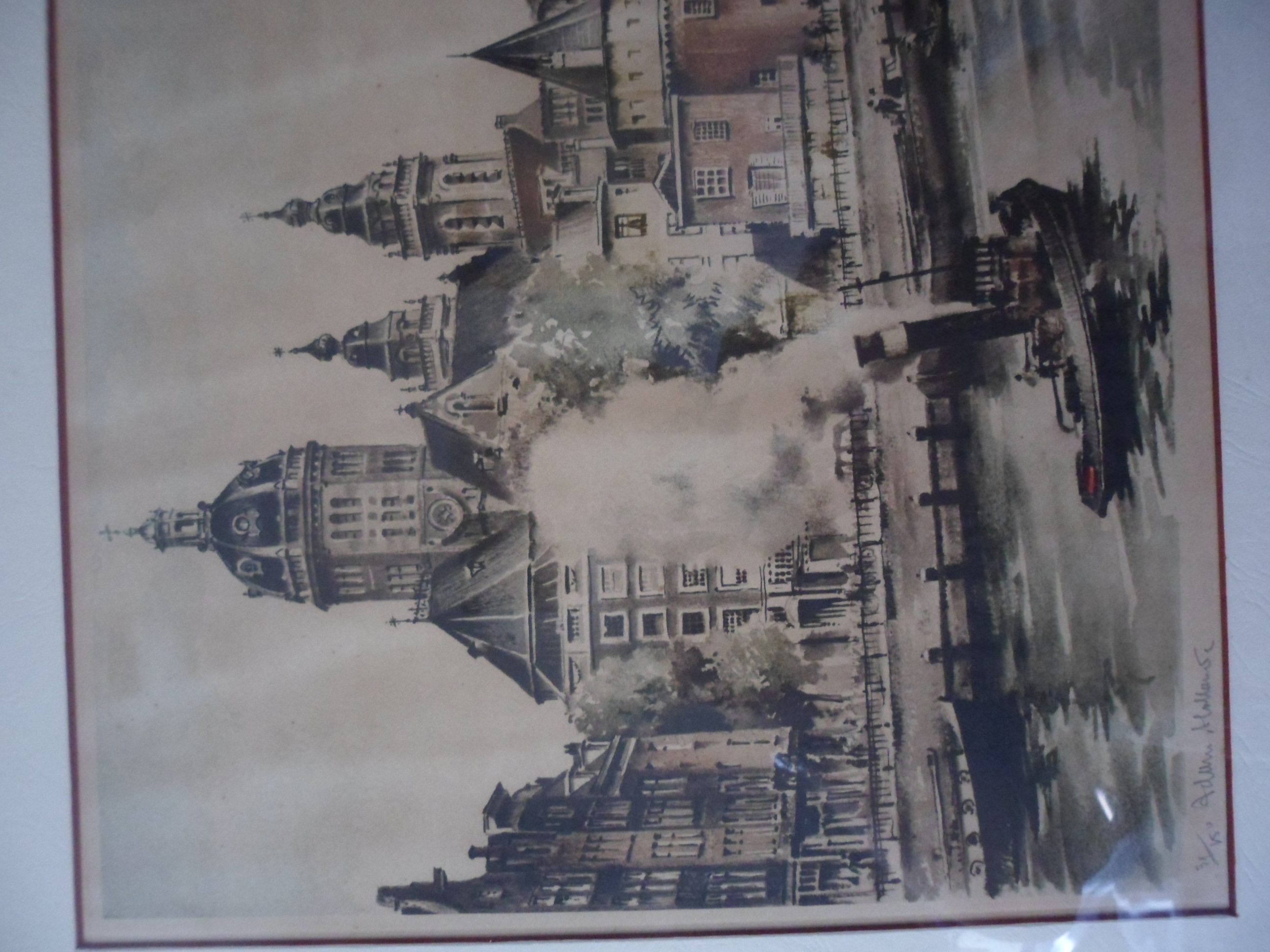 Roger Hebbelinck - Kleuren ets: Amsterdam, St Nicolaaskerk en Schreierstoren. kopen? Bied vanaf 30!