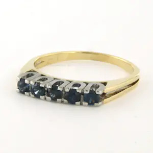 14k bicolour gouden ring bezet met saffier - ringmaat 18.75 (59) kopen? Bied vanaf 370!