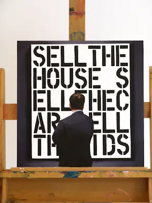 Buy Gerard Boersma - Sell The House (Man kijkend naar schilderij van Christopher Wool)? Bid from 200!