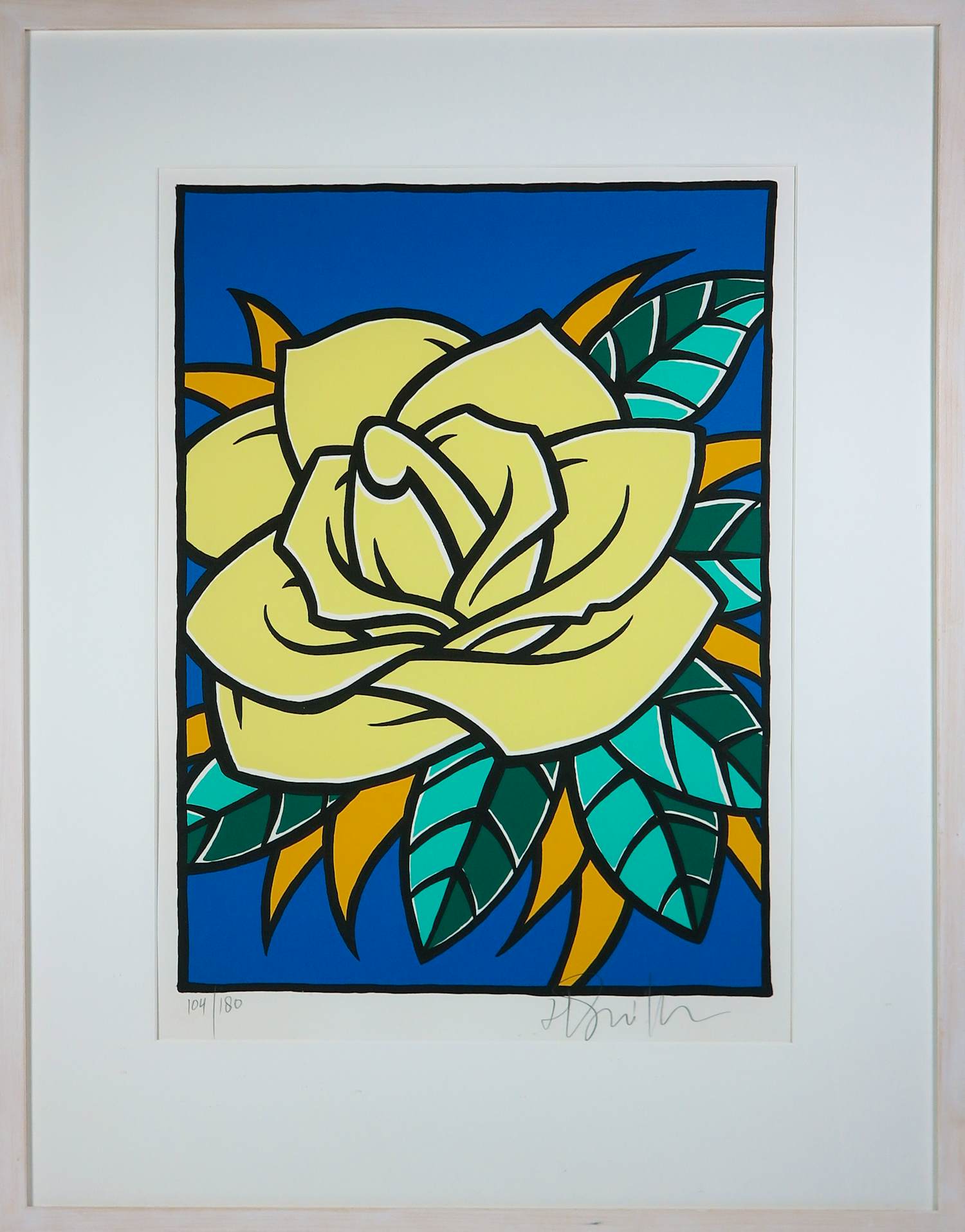 Henk Schiffmacher - Zeefdruk op papier, Gele roos - Ingelijst kopen? Bied vanaf 80!