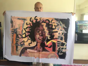 Peter Klashorst - Acrylverf op doek op houten frame , Vrouw – 70 x 100 cm - 2018 kopen? Bied vanaf 300!