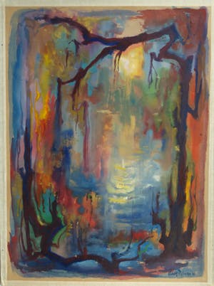 Klaas Pijlman - Gouache , Bomen, Zon en Water – 1960 kopen? Bied vanaf 1!