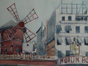 Niet of onleesbaar gesigneerd - Aquarel , “Moulin Rouge in Parijs” – gesigneerd - 1930 kopen? Bied vanaf 10!