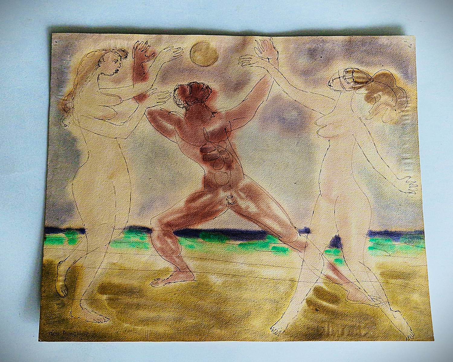 Nico Benschop - Leuke fauvistische jaren 50 gemengde techniek "vrijheid blijheid" gesigneerd kopen? Bied vanaf 35!