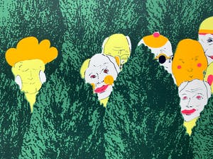 Geert Mols - kleurenzeefdruk - 'Wie zoekt den Dollen Dries' - 1973 kopen? Bied vanaf 70!