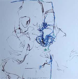 Ad van Liempt - krijttekening op papier | 'Nov '94 No.1' | 1994 verkocht voor € 70!