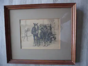 Waalko Jans Dingemans (sr.) - Ets, Paarden op de kade in Groningen kopen? Bied vanaf 40!