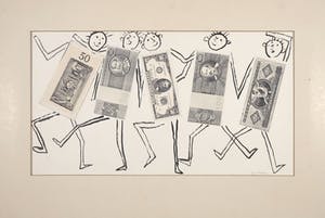 Aat Veldhoen - Collage, Geldmannen kopen? Bied vanaf 50!