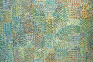 Niet of onleesbaar gesigneerd - Ingelijst ‘pointillistisch’ schilderij - Acrylverf op papier –107 x 156 cm -1989 verkocht voor € 1!