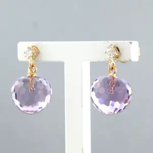 18k rose gouden oorhangers met amethist en briljant geslepen diamant tot.0.09ct kopen? Bied vanaf 280!