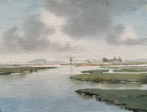 AcheterJan Groenhart - JAN GROENHART (1952) : Aquarel – Zaanstreek? Enchérissez de 60!