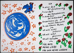 A.R. Penck - Zeefdruk op karton, Das Blaue Huhn kopen? Bied vanaf 1!