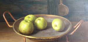 Willem van Leeuwen - Oud koperen pan met appels verkocht voor € 250!