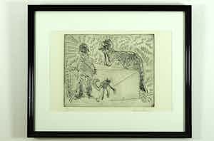 Lucebert - Twee mensen in gesprek - Ets uit kleine oplage verkocht voor € 325!