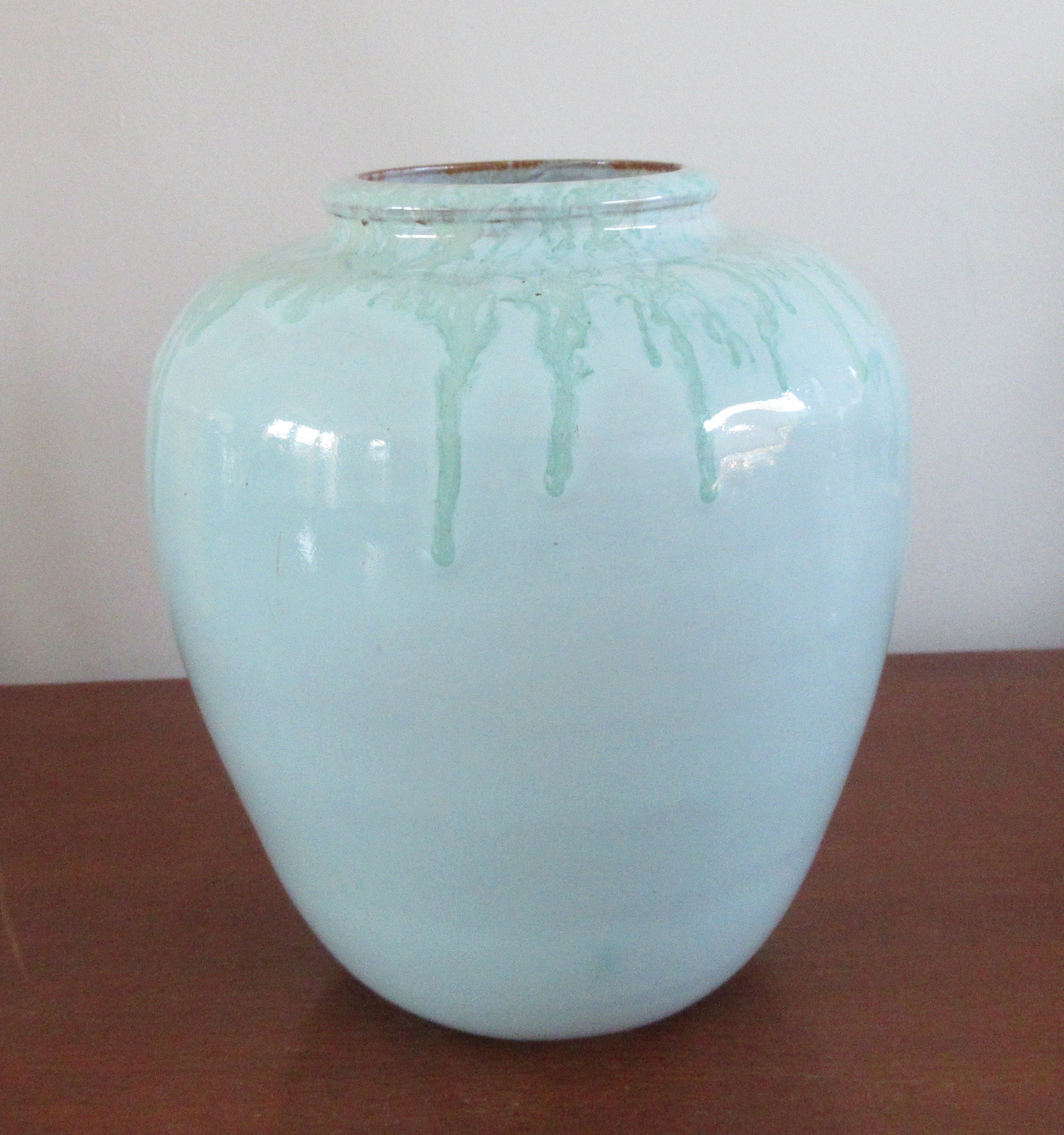 Pieter Groeneveldt - Turqoise vaas met groen stroomglazuur kopen? Bied vanaf 48!