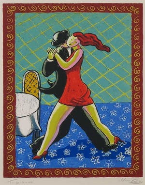 Jacques Tange - Zeefdruk, Tango Dinner - Ingelijst kopen? Bied vanaf 60!