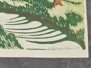 Engelien Reitsma-Valenca - een in 1965 gemaakte kleuren litho "paarden in een landschap" potloodges. kopen? Bied vanaf 46!