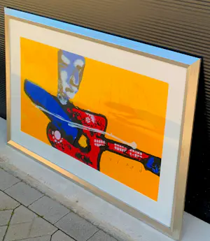 Herman Brood - Ingelijste zeefdruk: Guitar man kopen? Bied vanaf 695!
