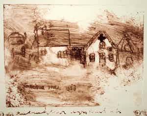 Anton Heyboer - Ets , Huis – 34½ x 46½ cm - 1986 verkocht voor € 100!