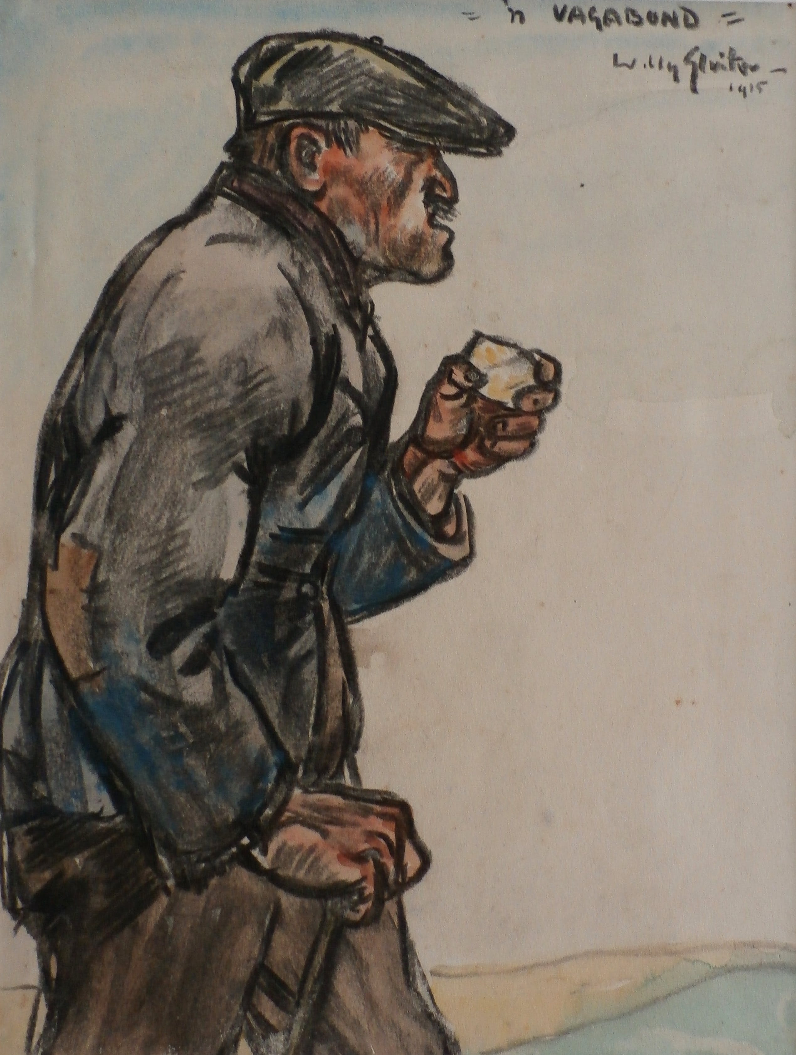 Willy Sluiter - aquarel - 'n Vagabond - 1915 verkocht voor € 1295!