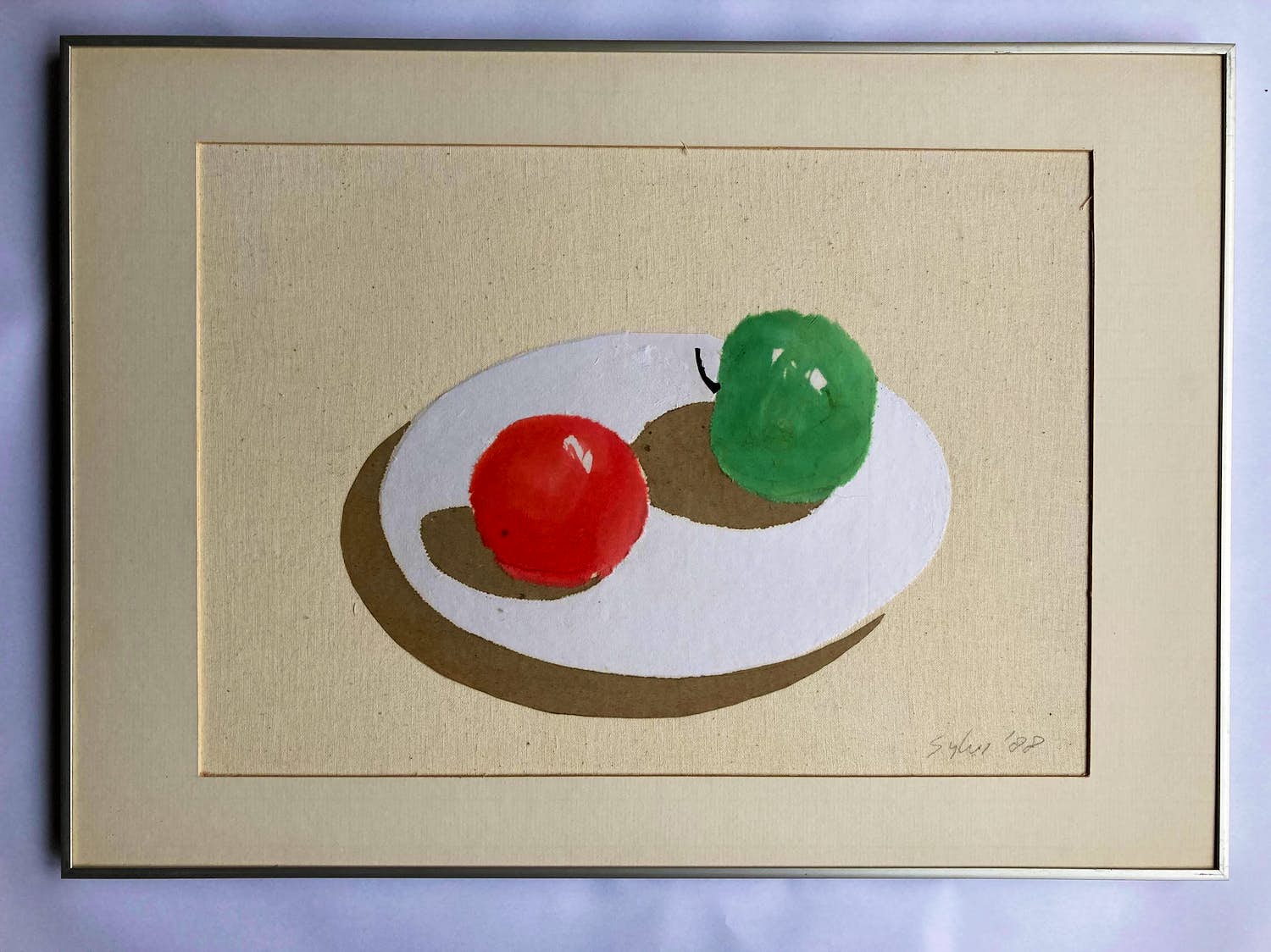 Niet of onleesbaar gesigneerd - - Fruit op schaal - gemengde techniek op linnen - 1988 - gesigneerd kopen? Bied vanaf 1!