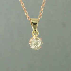 14k gouden collier en solitair hanger met Bolsjewiek geslepen diamant kopen? Bied vanaf 480!