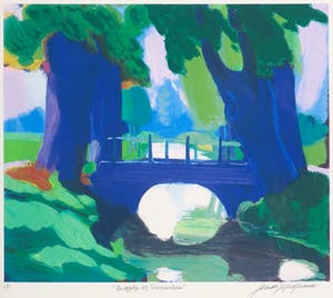 Jentsje Popma - Zeefdruk, Bruggetje bij Giessendam - Ingelijst kopen? Bied vanaf 80!