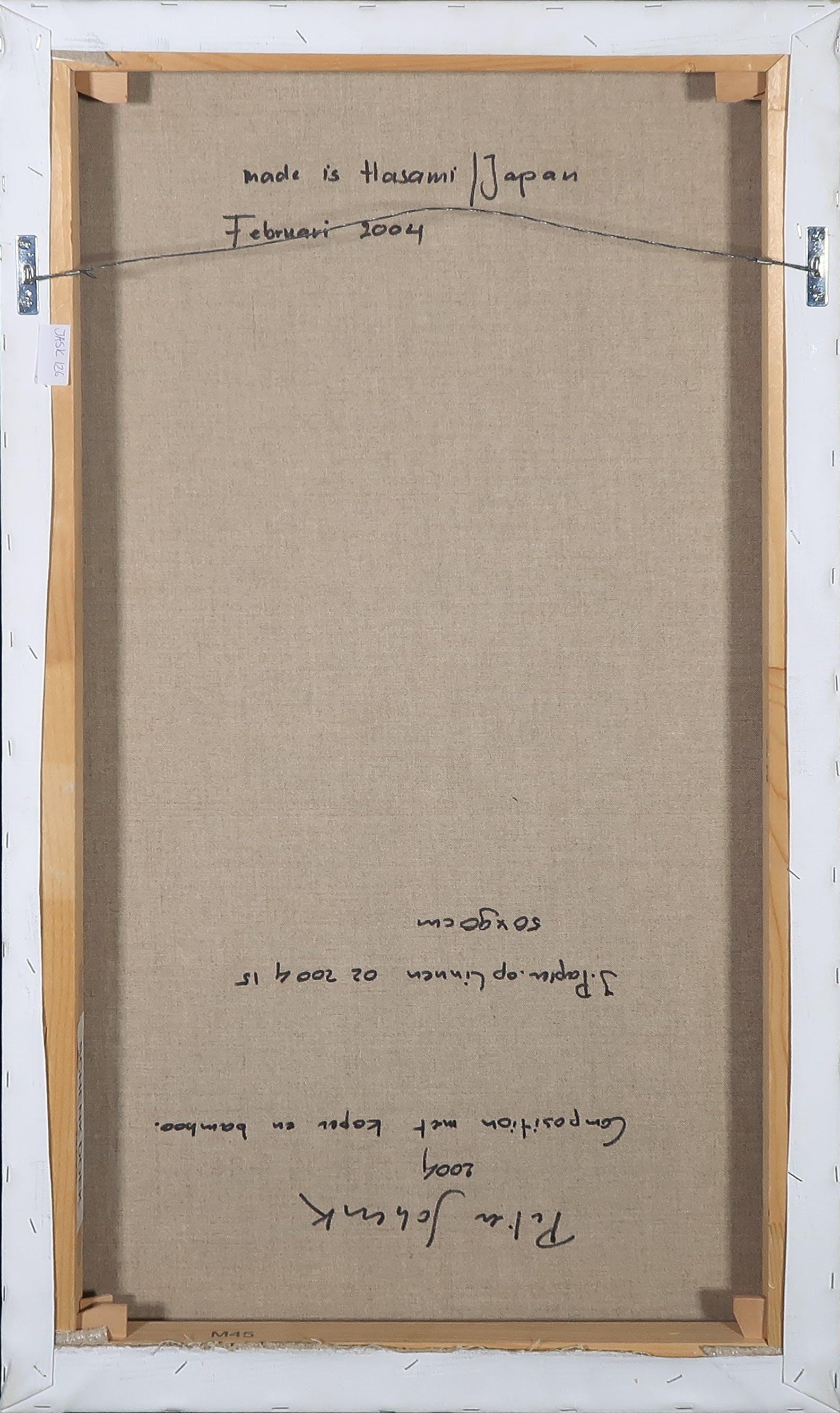 Peter Schenk - Gemengde techniek op doek, Compositie met koper en bamboe kopen? Bied vanaf 200!