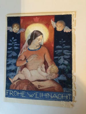 Emmerich Sandig - Maria mit Jesuskind Frohe Weihnacht wohl Weihnachtskartenvorlage kopen? Bied vanaf 220!