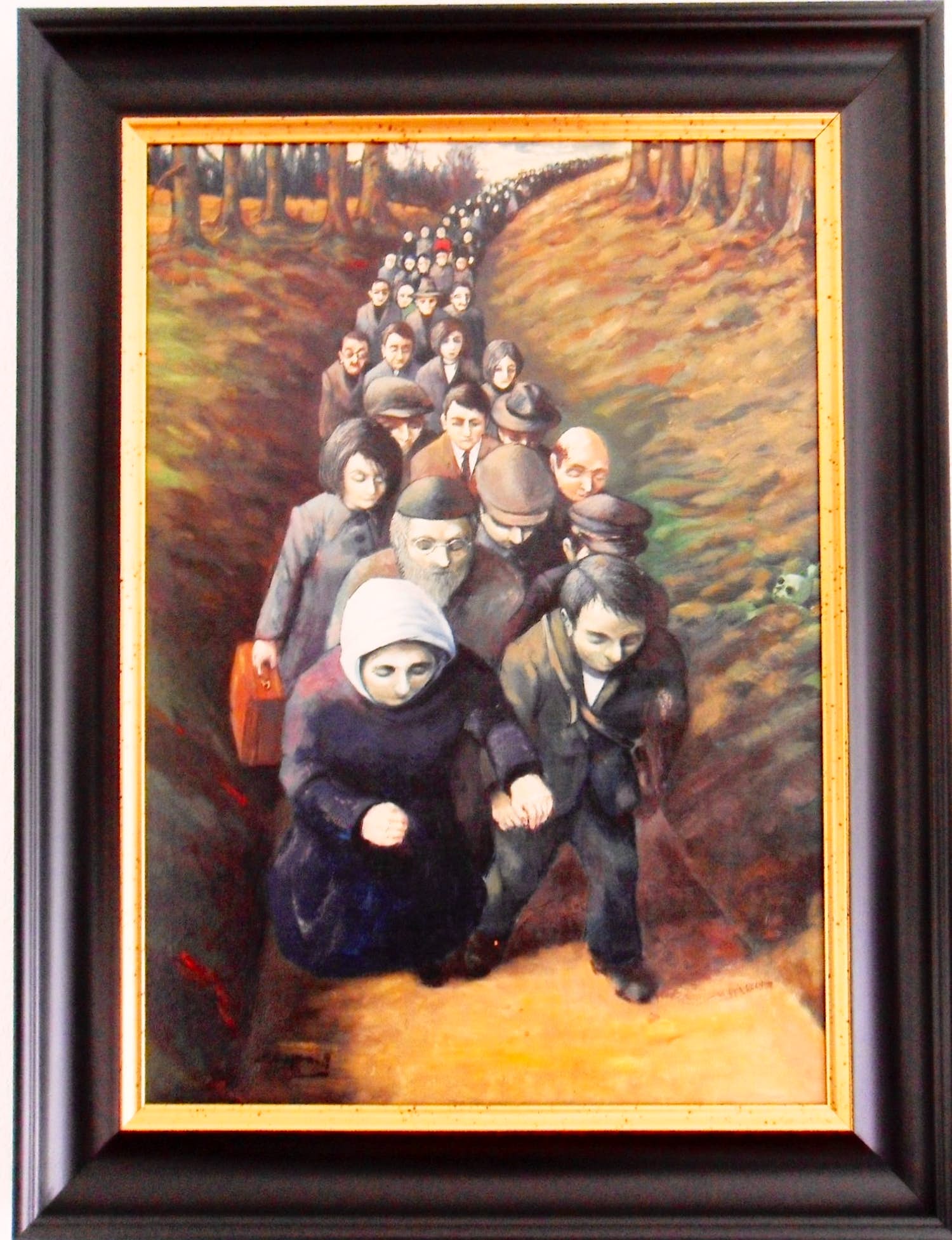 Cees Heuff - Oorlogsvluchtelingen WOII - Olieverf Schilderij verkocht voor € 295!