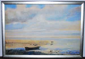 Albertus Gerhard Hulshoff Pol - (leerling Piet Mondriaan) - groot waterlandschap, mogelijk bij Hilversum verkocht voor € 75!