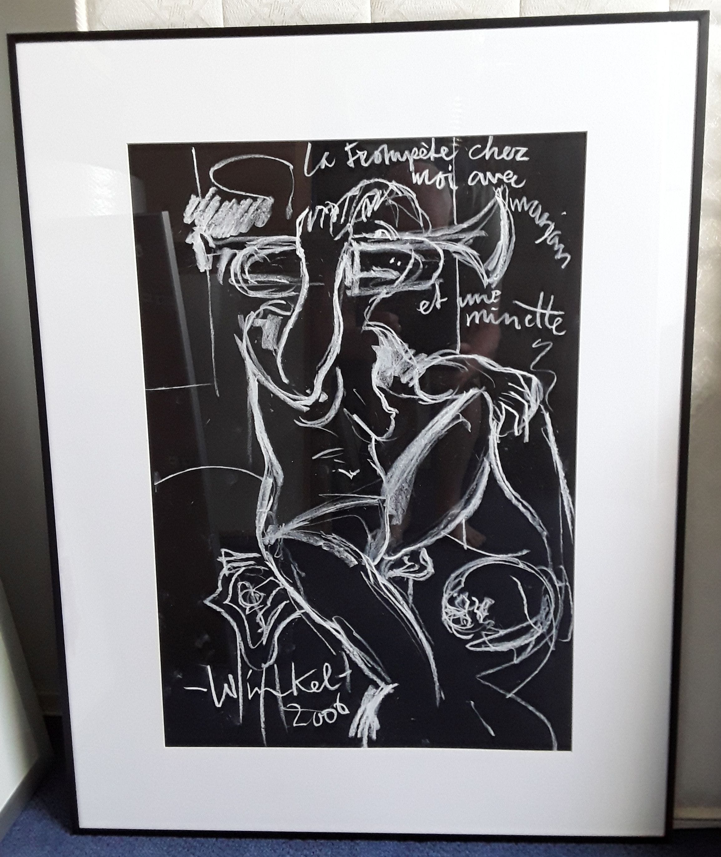 Arien Winkel - La Trompète chez.... wit krijt op zwart papier kopen? Bied vanaf 100!