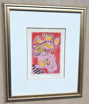 Corneille - Femme et oiseau, zeefdruk (prachtig ingelijst) kopen? Bied vanaf 250!