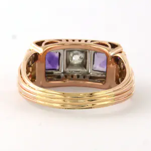14k gouden ring bezet met amethist en  diamant - rm 18(57) kopen? Bied vanaf 700!