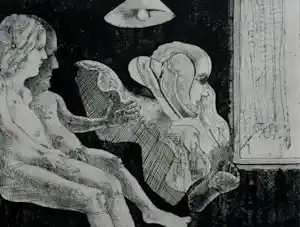 Co Westerik - Ets/aquatint: 2 naakten met verschijning - 1971 verkocht voor € 130!