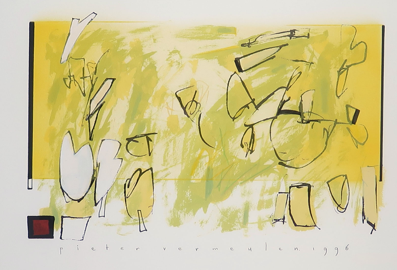 Pieter Vermeulen - Gemengde techniek op papier, Zonder titel - Ingelijst kopen? Bied vanaf 1!