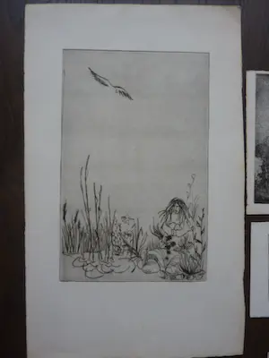 Margriet Snel - 7 etsen met figuren in landschappen kopen? Bied vanaf 50!