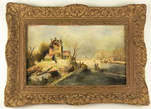 Niet of onleesbaar gesigneerd - Winterlandschap verkocht voor € 1!