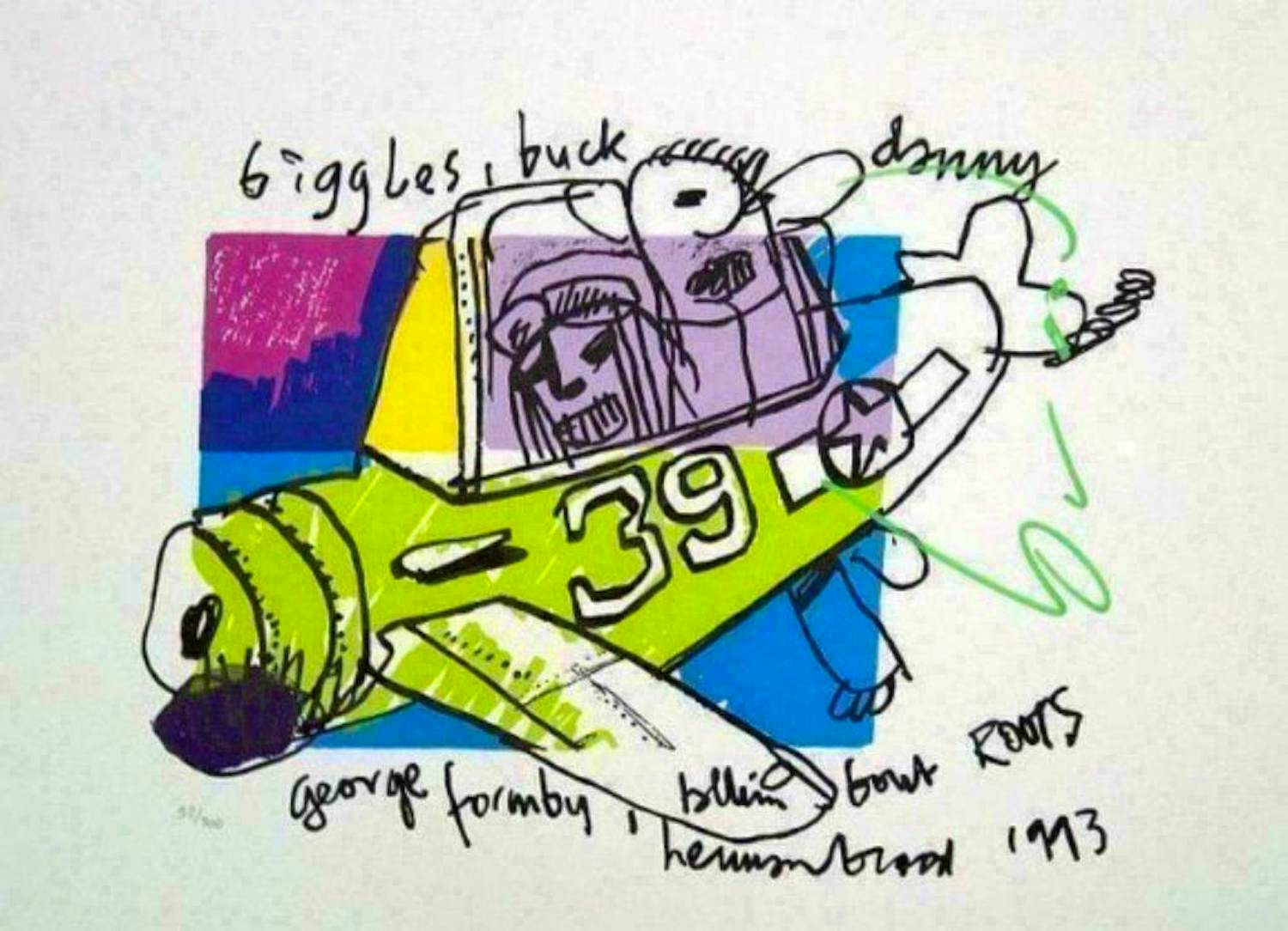 Herman Brood - Kleurenzeefdruk BIGGLES Handgesigneerd kopen? Bied vanaf 299!