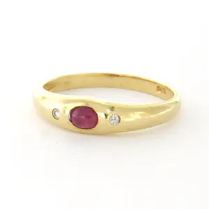 14k geel gouden ring met robijn en briljant geslepen diamant tot. 0.02ct kopen? Bied vanaf 160!