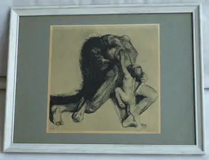 Kathe Kollwitz - “Tot und Weib” - Uit portfolio: Aus der Kollwitz-Mappe - ingelijst – ca 1930 kopen? Bied vanaf 10!