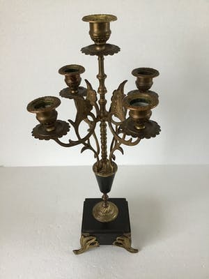 Curiosa - 2 kandelaars Napoleon III stijl op marmeren voet. kopen? Bied vanaf 55!